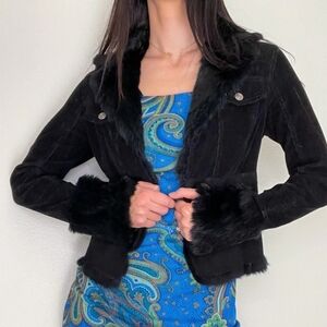 Bebe Faux Fur Trim Penny Lane Jacket